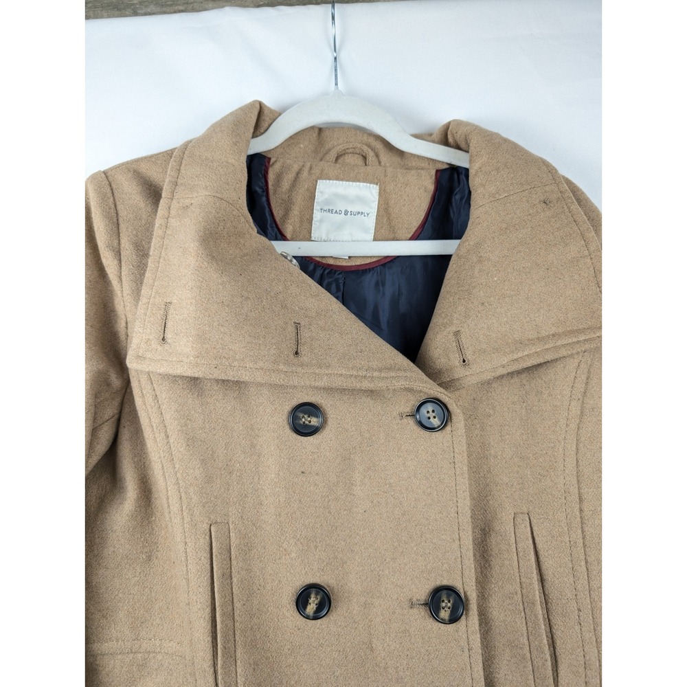 Thread Supply Camel Double Breasted Wool Peacoat … - image 6